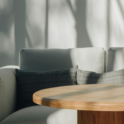 a table and chairs in a room
