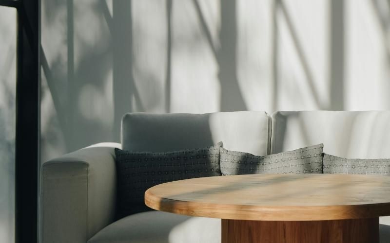 a table and chairs in a room
